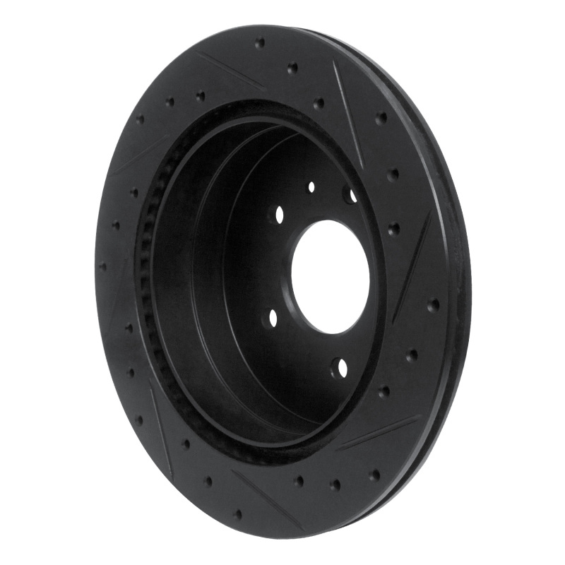 Chevrolet Equinox Brake Rotor (1) - Rear Left - R1 Concepts - Drilled & Slotted - Black - `07-`15